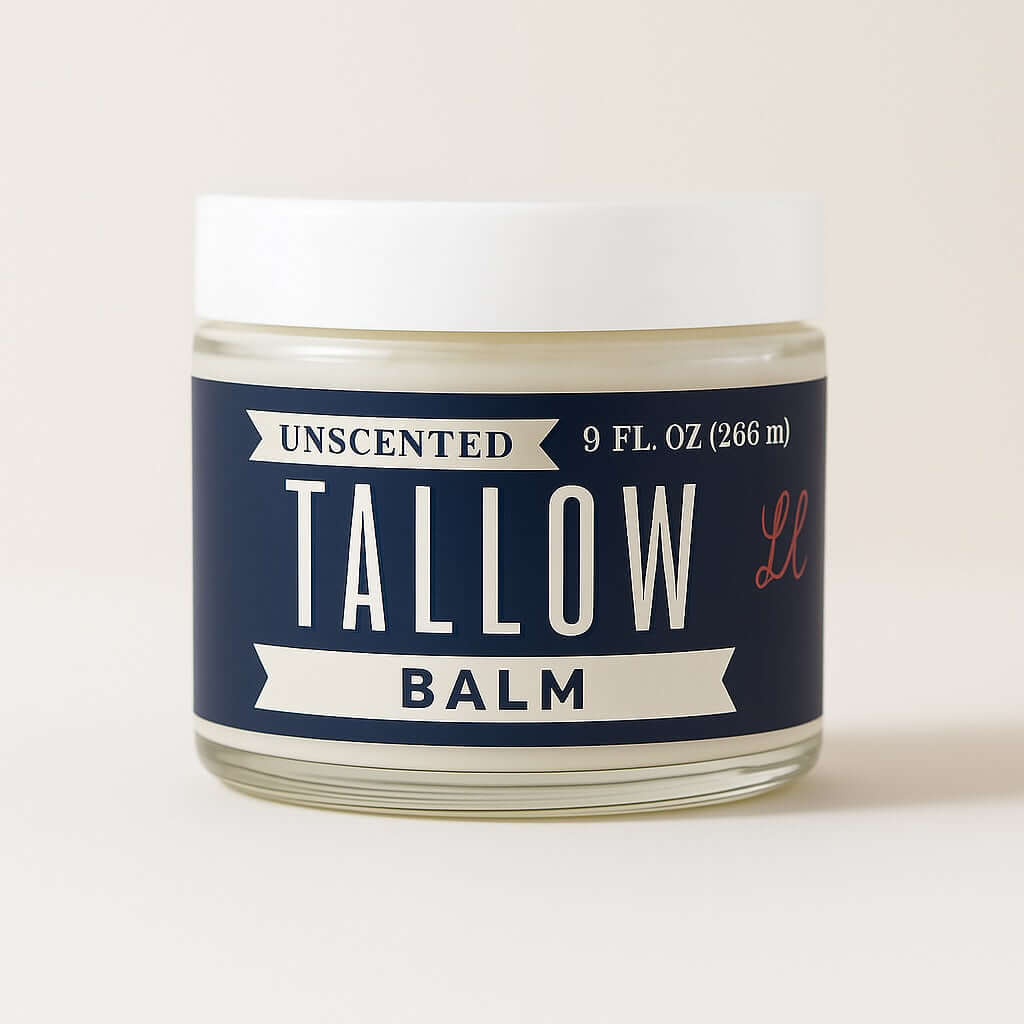 Unscented Tallow Skincare 9oz Trio - Whipped Moisturizer, Body Butter & Balm | Lady May Tallow