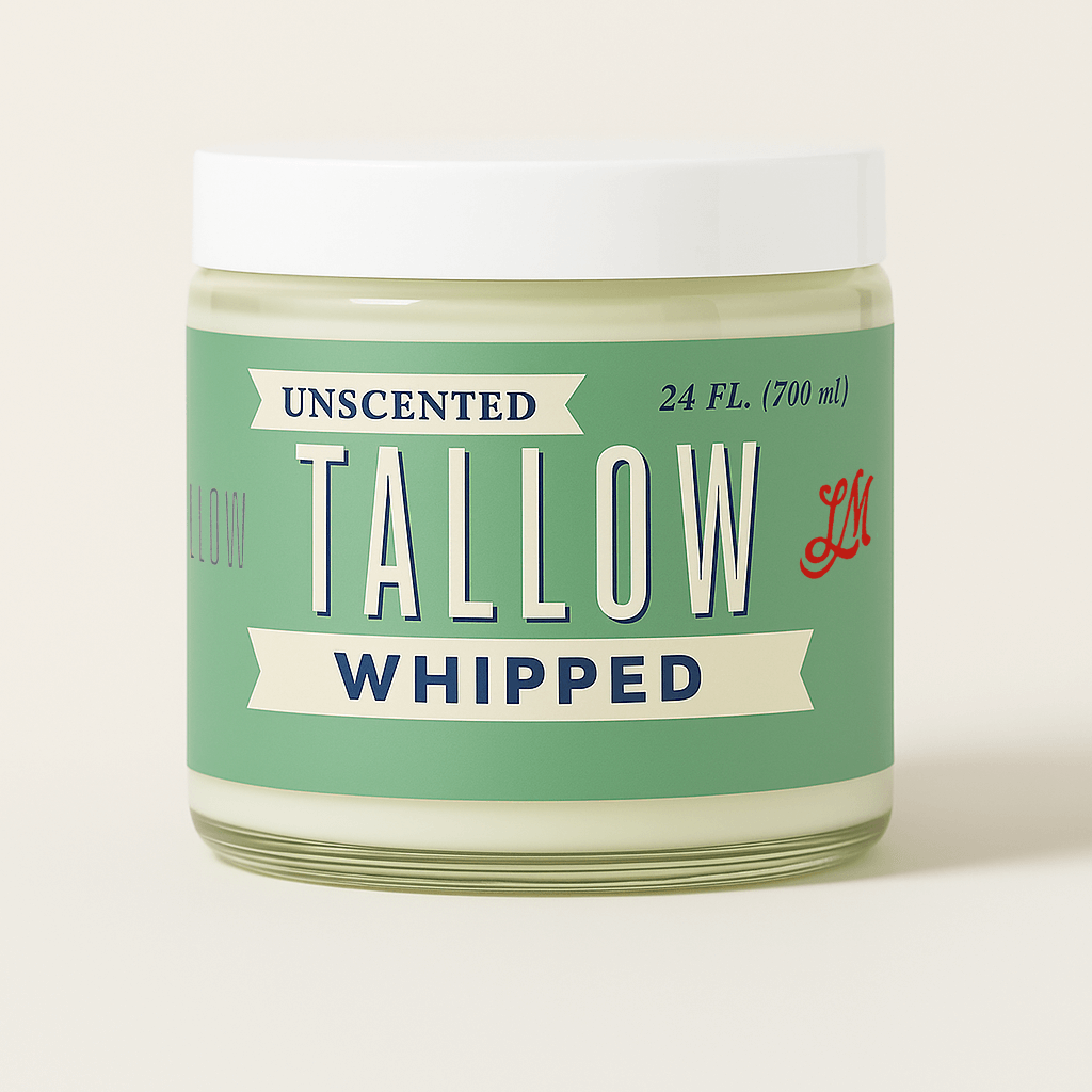 Unscented Tallow Skincare 9oz Trio - Whipped Moisturizer, Body Butter & Balm | Lady May Tallow