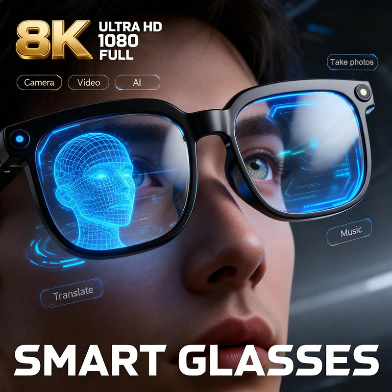 New Smart Glasses Men/Women 4K 8MP HD