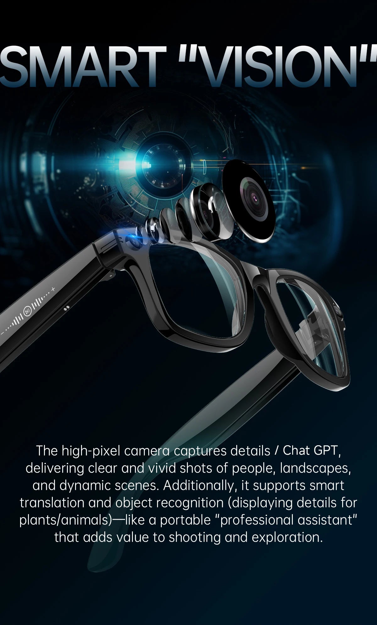 LIGE 4K 13MP Smart Glasses Men & Women HD Camera AI Translation Chat