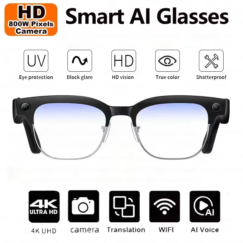 New 8K HD AI Smart Glasses Men Chat GPT 800MP Camera Bluetooth Call AI Translation Voice Assistant Control Sunglasses Wome