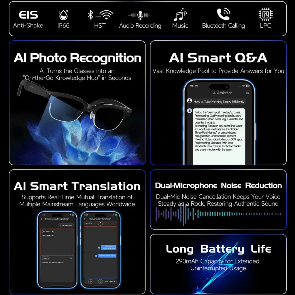 New 8K HD AI Smart Glasses Men Chat GPT 800MP Camera Bluetooth Call AI Translation Voice Assistant Control Sunglasses Wome