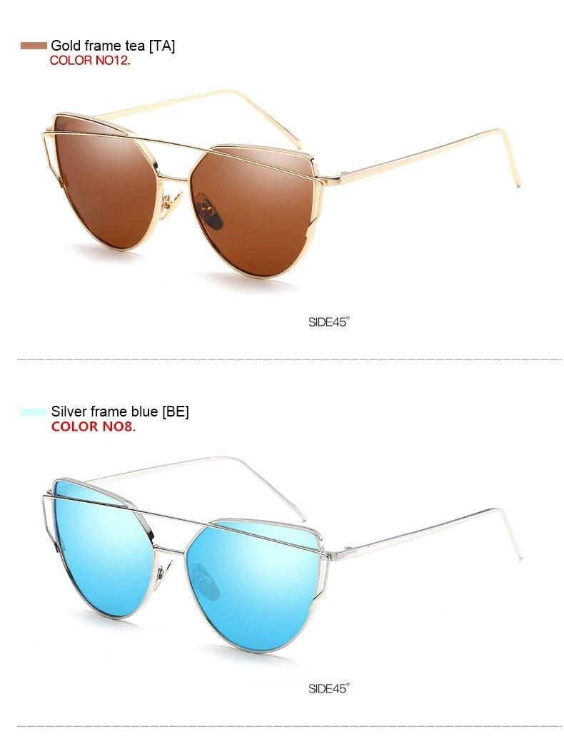 Women Fashion Cat Eye Sunglasses For Women Luxury Design Mirror Lens Vintage Summer Sun Glasses Rose Gold MetalCat Eye Sunglasses for Women Fashion Designer Style