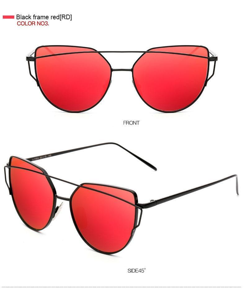 Women Fashion Cat Eye Sunglasses For Women Luxury Design Mirror Lens Vintage Summer Sun Glasses Rose Gold MetalCat Eye Sunglasses for Women Fashion Designer Style