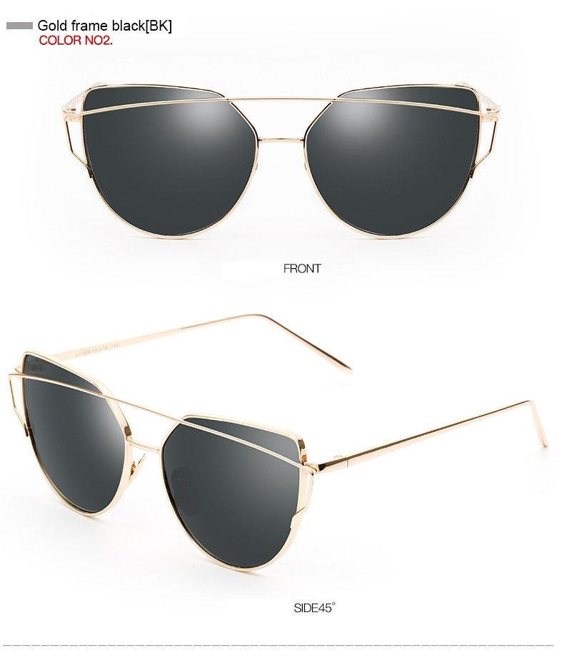 Women Fashion Cat Eye Sunglasses For Women Luxury Design Mirror Lens Vintage Summer Sun Glasses Rose Gold MetalCat Eye Sunglasses for Women Fashion Designer Style