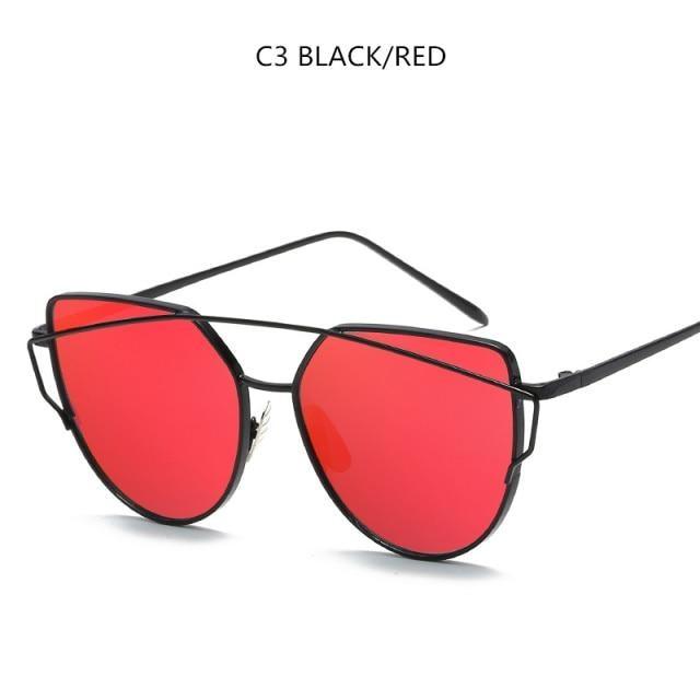 Women Fashion Cat Eye Sunglasses For Women Luxury Design Mirror Lens Vintage Summer Sun Glasses Rose Gold MetalCat Eye Sunglasses for Women Fashion Designer Style