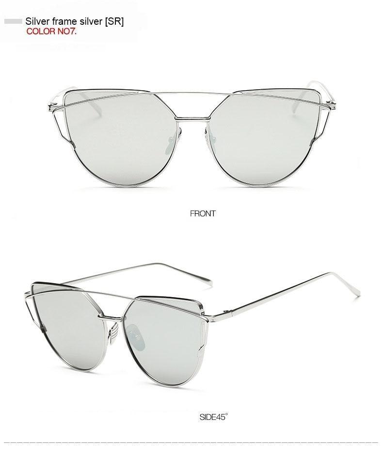 Women Fashion Cat Eye Sunglasses For Women Luxury Design Mirror Lens Vintage Summer Sun Glasses Rose Gold MetalCat Eye Sunglasses for Women Fashion Designer Style