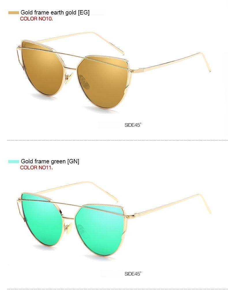 Women Fashion Cat Eye Sunglasses For Women Luxury Design Mirror Lens Vintage Summer Sun Glasses Rose Gold MetalCat Eye Sunglasses for Women Fashion Designer Style
